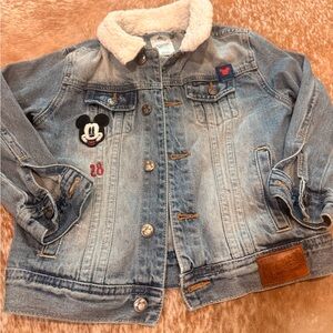 Disney Kids Denim Jacket with Mickey Mouse Patch and Sherpa Collar!
